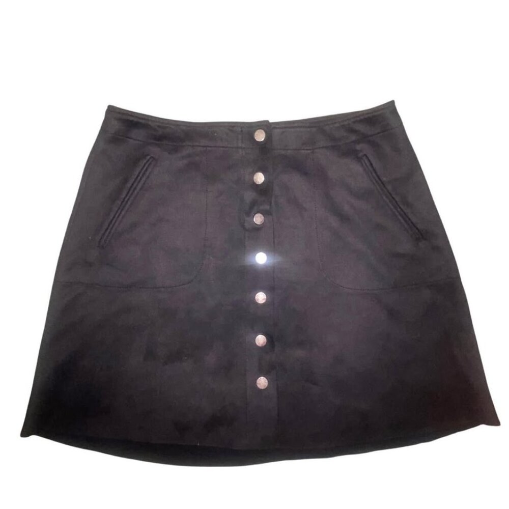 Vintage Level 99 Faux Suede Mini Skirt With Buttons